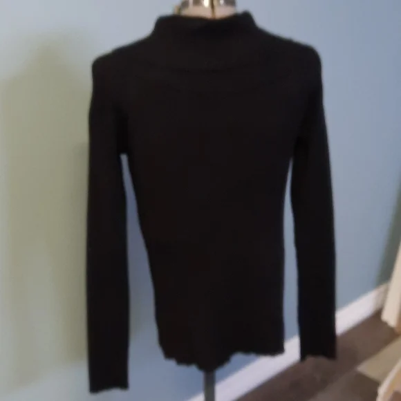 Black Ribbed Knit Sweater - Picture 2 of 4